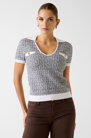 Pletena polo majica s teksturom tvida