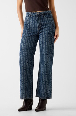 Logo jeans hlače sa širokim nogavicama