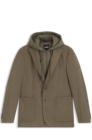 Slim fit sako s integriranom kapuljačom