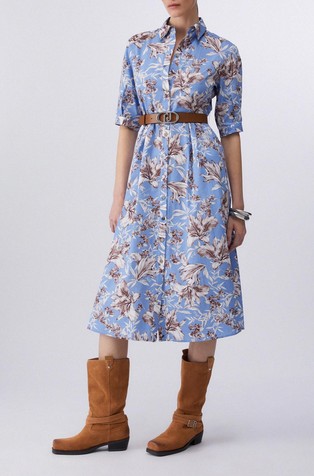 Poplin midi shirt dress