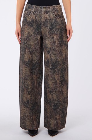 Paisely Printed Barrel Fit Jeans