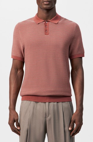 Regular fit short-sleeved polo in jacquard knit