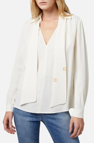 Košulja od viskoznog žoržeta s trakom za vezanje uz ovratnik