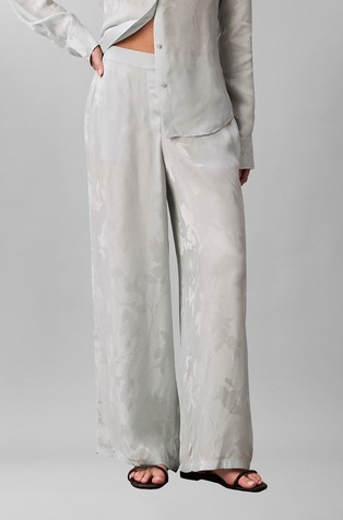 Satin Jacquard Floral Trousers