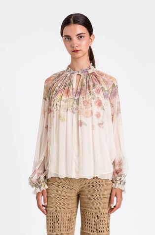 Floral crépon blouse