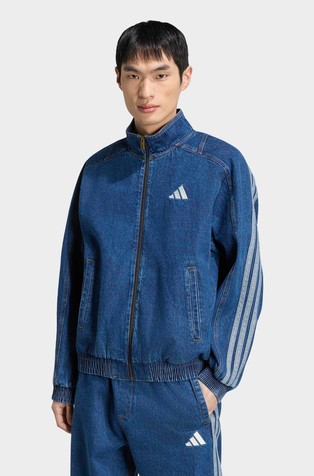 Stadium Washed Denim Loose Fit Track Top
