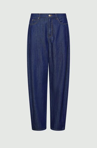 Široke jeans hlače s dijagonalnim bočnim šavom