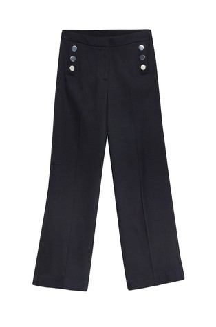 Marlene trousers in viscose blend with decorative buttons and piqué texture