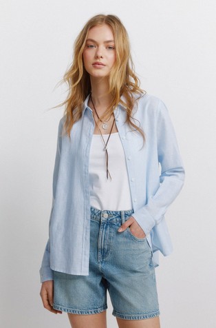 Regular fit košulja od mješavine lana