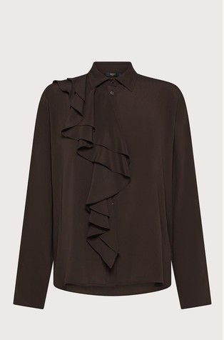 Silk blend shirt with ruffle