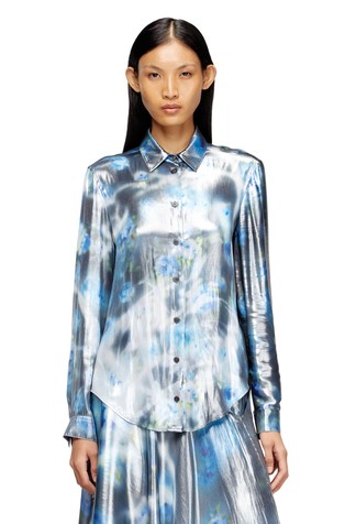 Metalno svjetlucava košulja sa zamućenim uzorkom ruža