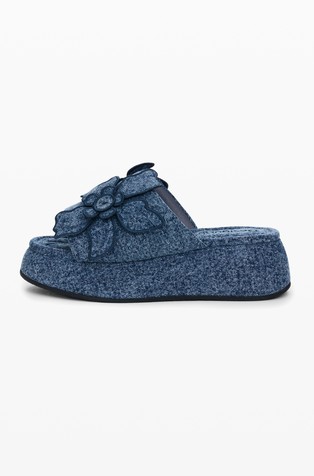 Platform denim mules