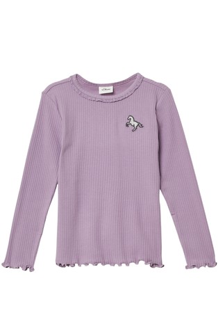 Rebrasta majica s obrubom od čipke i vezom