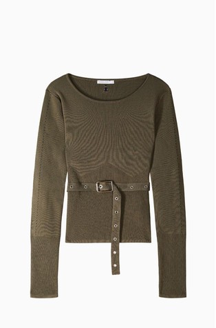 Pleten pulover od mješavine viskoze s remenom