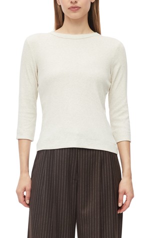 Slim fit rebrasta majica s 3/4 rukavima