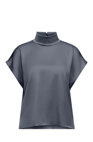 Shirt blouse with stand-up collar in satin