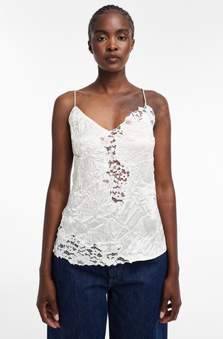 TSHALLIE majica s naramenicama u zgužvanom izgledu s čipkom