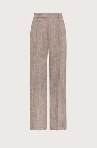 Straight fit striped trousers in blend with linen