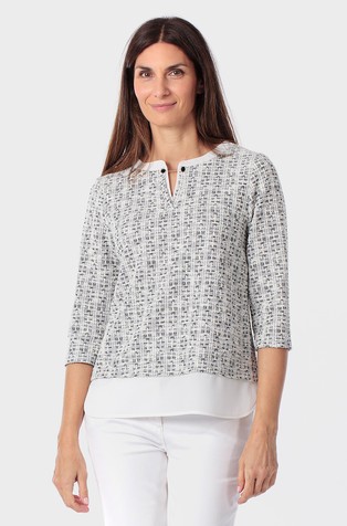 Tweed-effect tee with contrast inserts