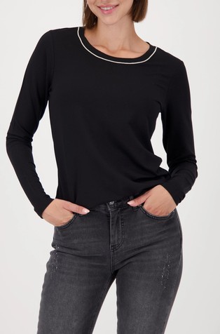 Majica dugih rukava s pletenim ovratnikom