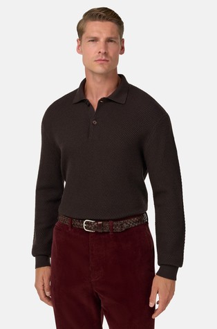 Pleten vuneni pulover s polo ovratnikom