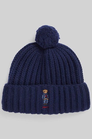 Polo Bear rebrasto pletena kapa s pomponom