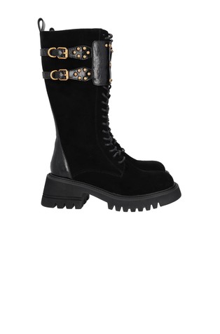 Madeleine combat boot in suede with logo