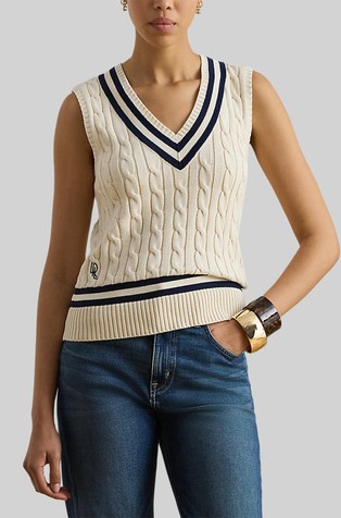 Cable-knit Cotton Cricket Sweater Vest