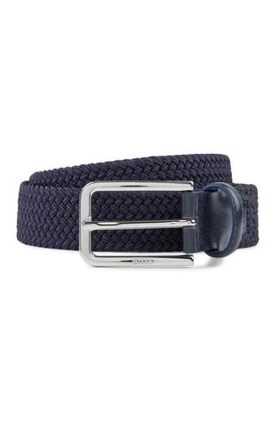 Woven belt with leather facings