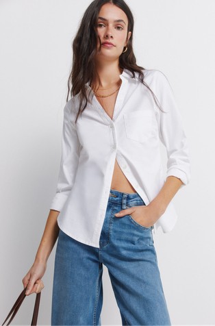 Oxford cotton V-neckline shirt