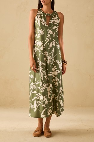 Svilena midi haljina s uzorkom