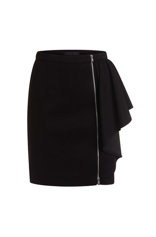 Kratka suknja s patentnim zatvaračem i volanom