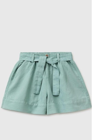 Kratke hlače od mješavine lana s trakom za vezanje
