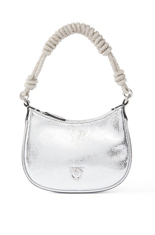 Mini kožna torbica s metalnim sjajem i ukrasnim kamenčićima