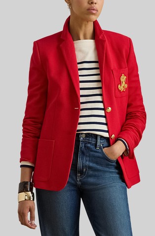 Logo patched jacquard blazer