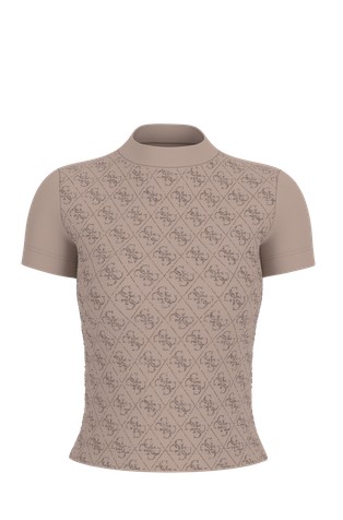 Stretch cotton T-shirt with rhinestones