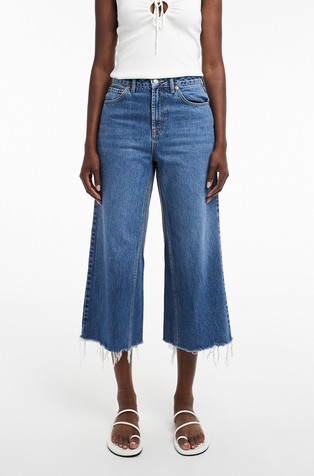 TSVERA kapri jeans hlače s visokim strukom