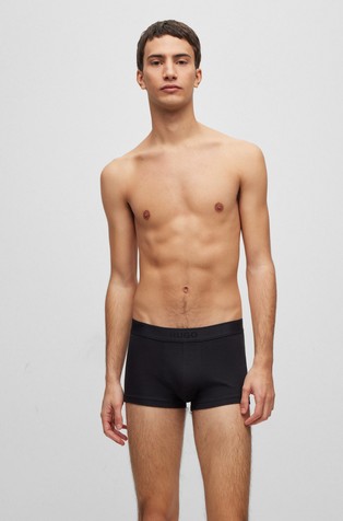 Stretch-cotton trunks with vertical logo