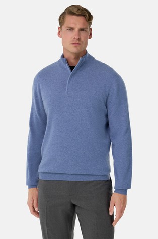 Pleten pulover od vune i kašmira s djelomičnim kopčanjem