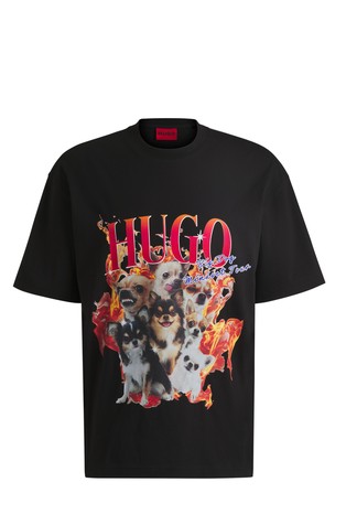 Oversized fit pamučna majica s grafikom pasa