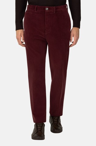 Straight fit hlače od rastezljivog baršuna