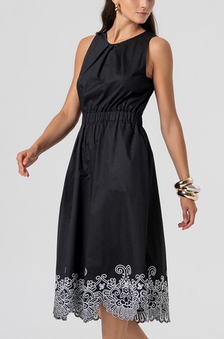 Midi haljina bez rukava od pamučnog popelina