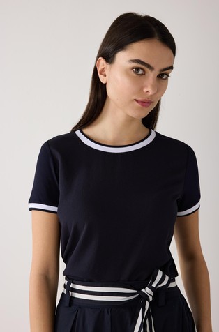 Blouse shirt in fabric mix with contrasting trim