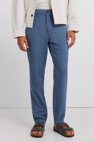 Dobby cotton and linen comfort slim fit trousers