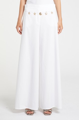 Relaxed fit platnene hlače s privjescima