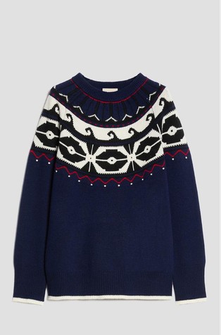 Wool-blend jacquard jumper