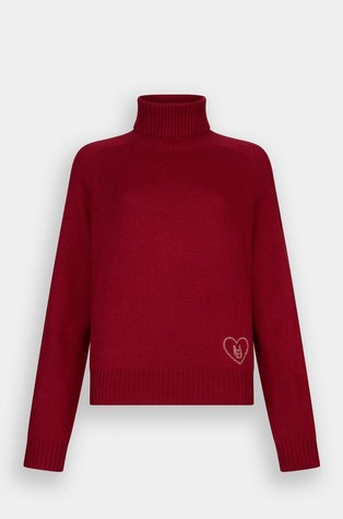 Pleten pulover s visokim ovratnikom i detaljem od ukrasnih kamenčića