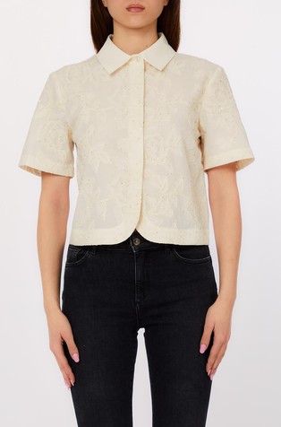 Pamučna košulja s vezom i šljokicama