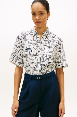 Relaxed fit lanena košulja kratkih rukava