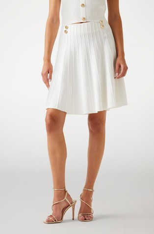 Short sweater skirt with striped pattern